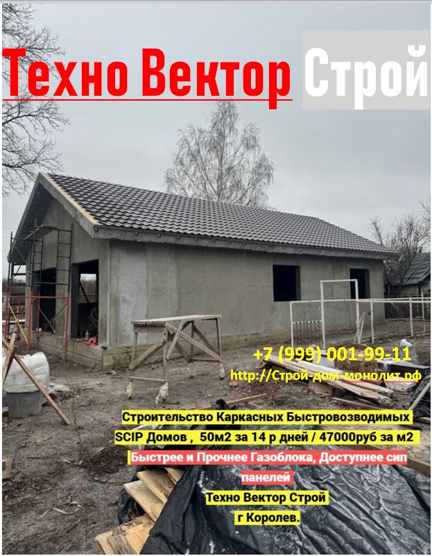 Строительство Каркасных Домов ПМЖ Монолит г. Королев, от 2 100 000 за дом