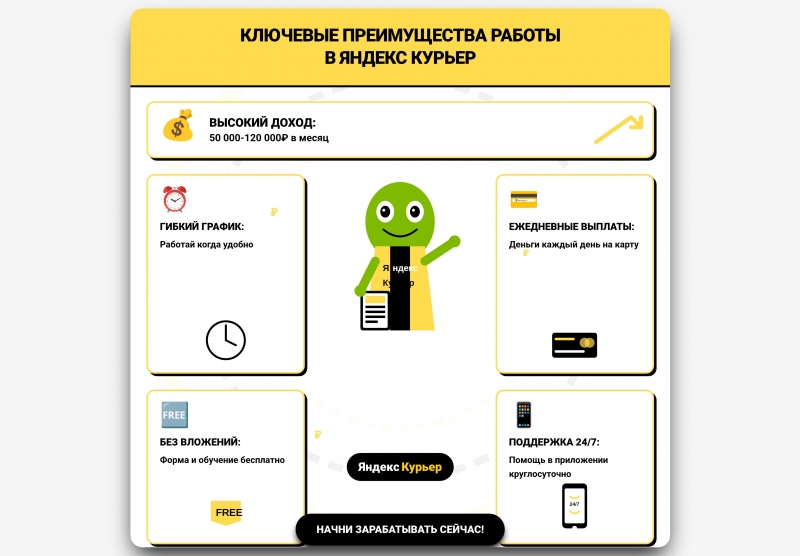 Горячее предложение стань курьером Яндекс Еды и зарабатывай от 2000 рублей в де